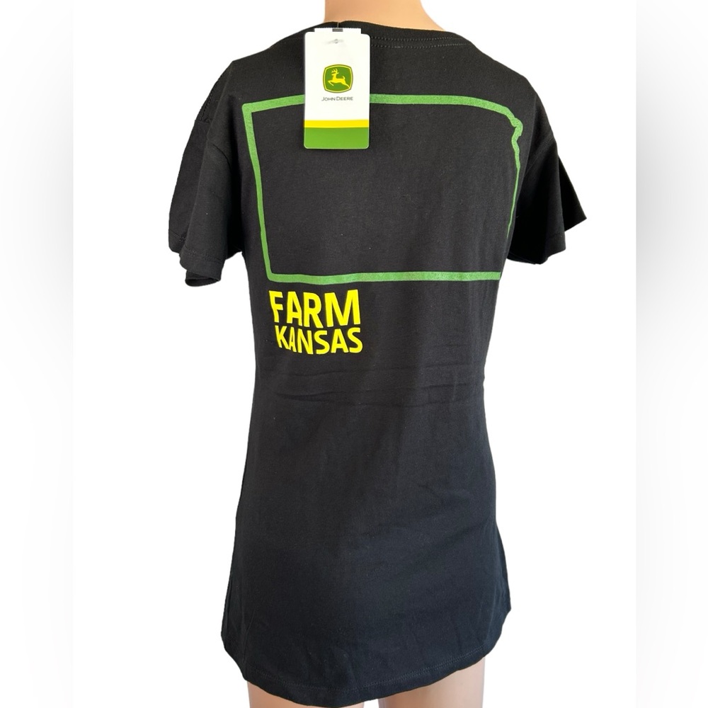 JOHN DEERE womens logo V neck short sleeve FARM KANSAS T shirt size Small NWT - Picture 4 of 6